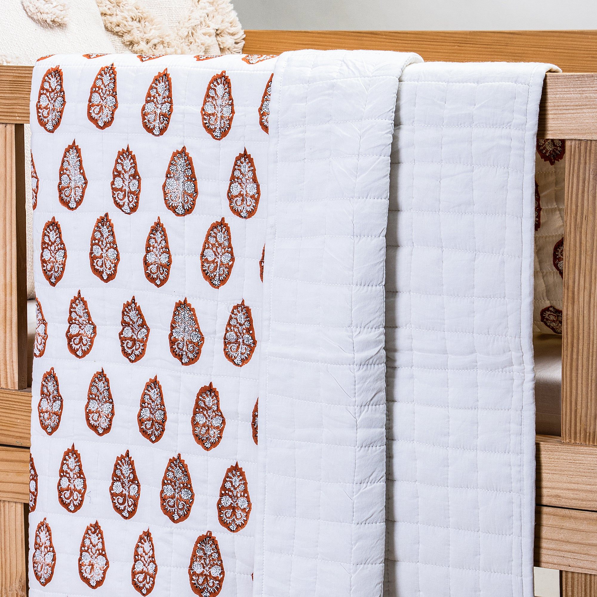 Brown Boota Hand Printed Cotton Baby Blankets For Winter 091